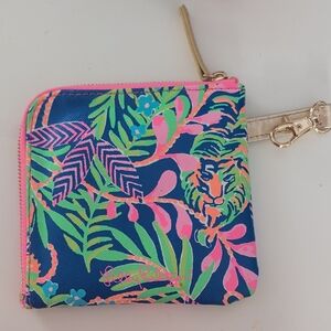 Lilly Pulitzer Blue and Pink Tropical Zip Wallet